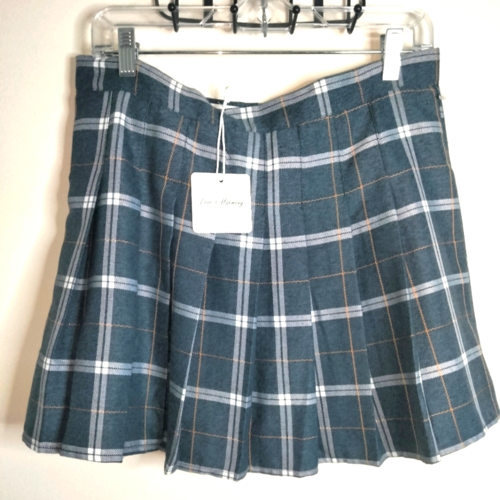 Love + Harmony (Size 7) Multicolored Plaid Preppy Pleated Tennis Skirt (NEW-NWT)